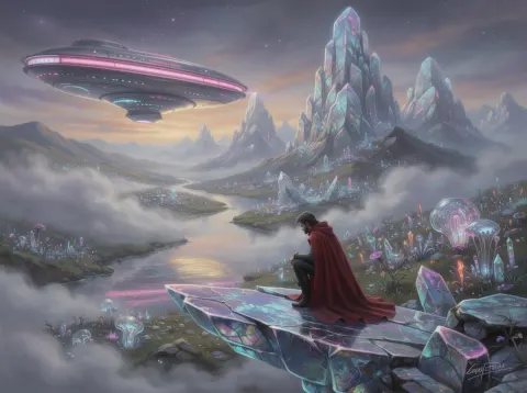 Labradorite Sky Over Crystal Mountains