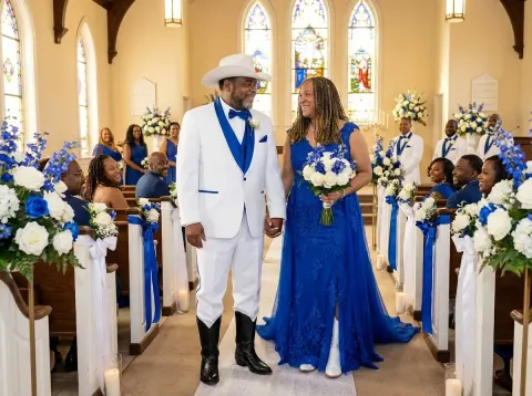 Country Wedding In Royal Blue