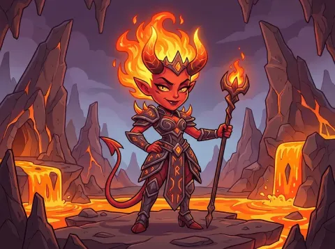 Cartoon Devil With Fire Crown