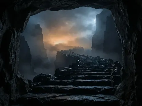 Giant Staircase Seen From Cave