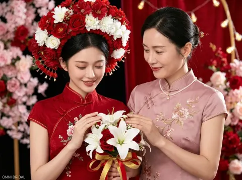 Two Women In Chinese Wedding Attire