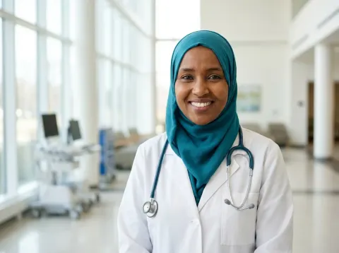 Doctor In Teal Hijab Portrait