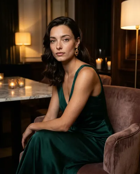 Refined Woman In Evening Interior