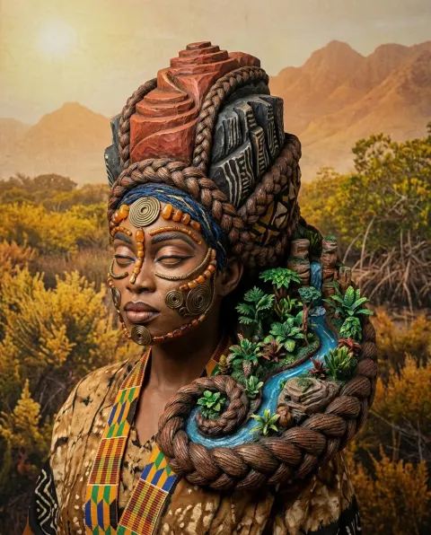 Sahel Woman With Sculptural Braids