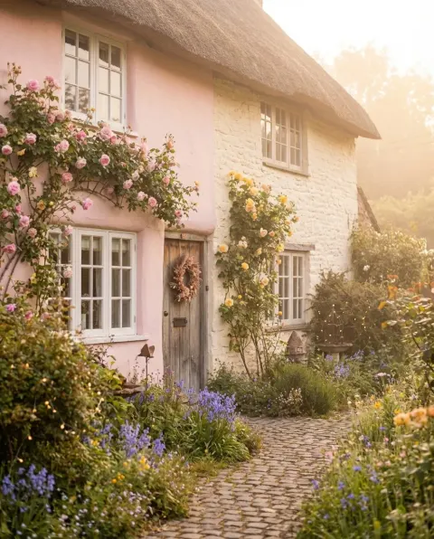 Cottagecore House With Flower Garden
