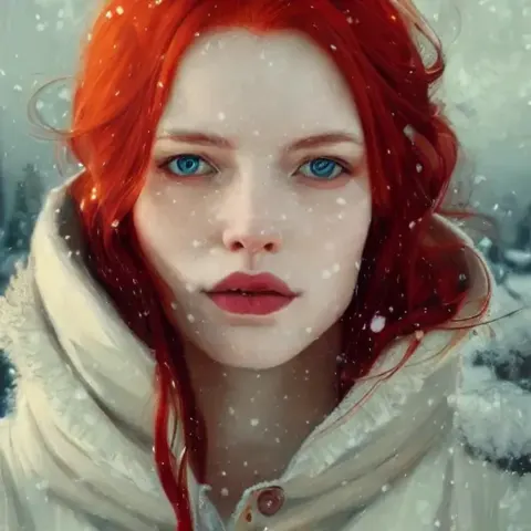 Red Haired Woman Winter Portrait