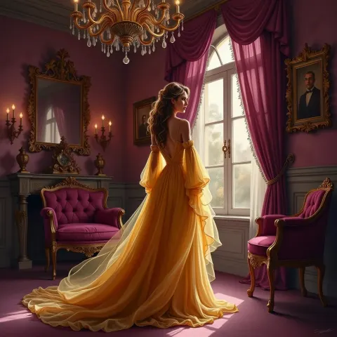 Baroque Woman In Yellow Gown