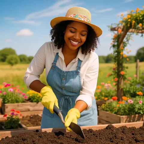 Woman Tending Her Garden