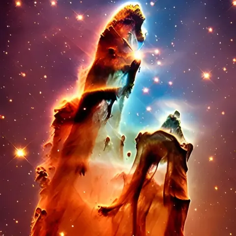 Pillars Of Creation In Deep Space