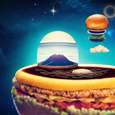 Floating Island With Giant Burger