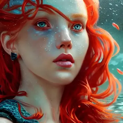 Red Haired Mermaid Underwater