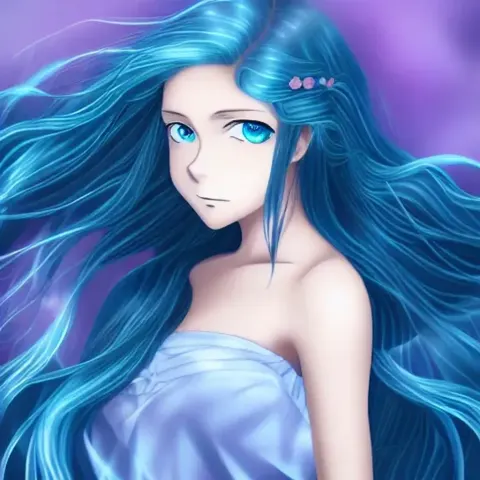 Anime Woman With Powder Blue Hair