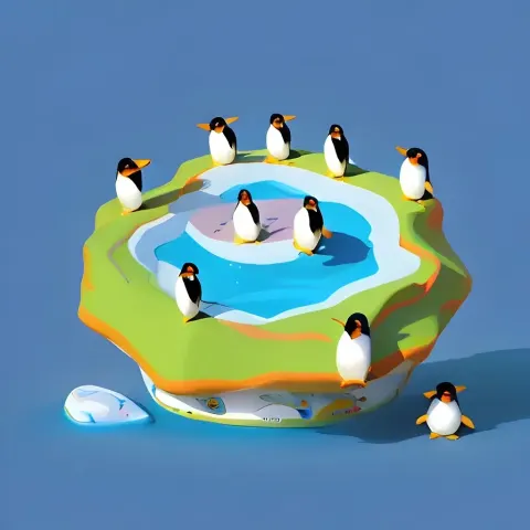 Floating Island Of Penguins