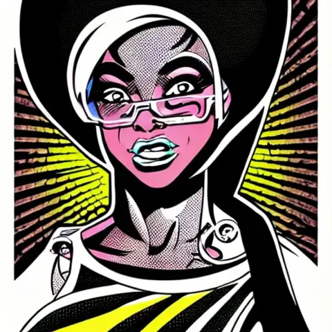 Retro Comic Cover With Afro Woman