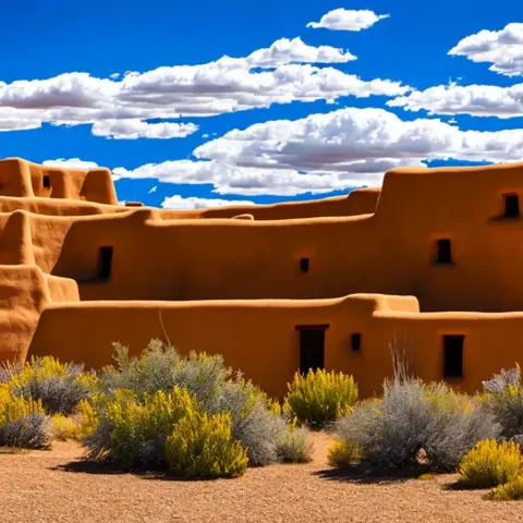 Taos Pueblo Under Dramatic Sky