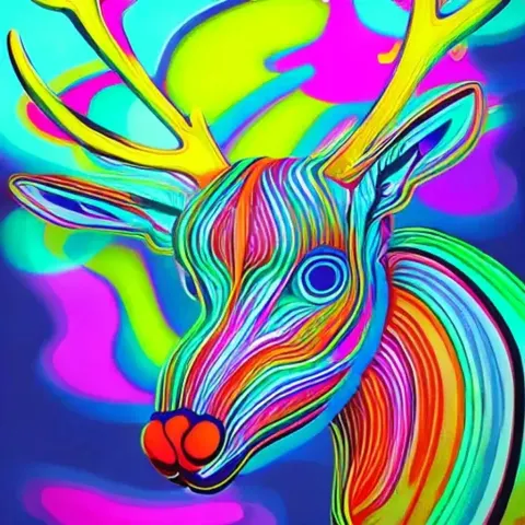 Psychedelic Reindeer Illustration