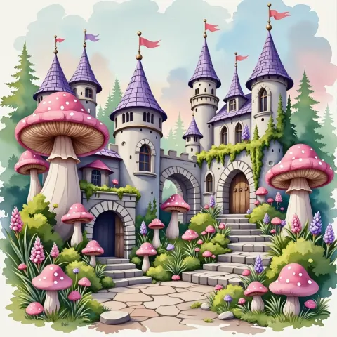 Whimsical Castle With Pink Turrets
