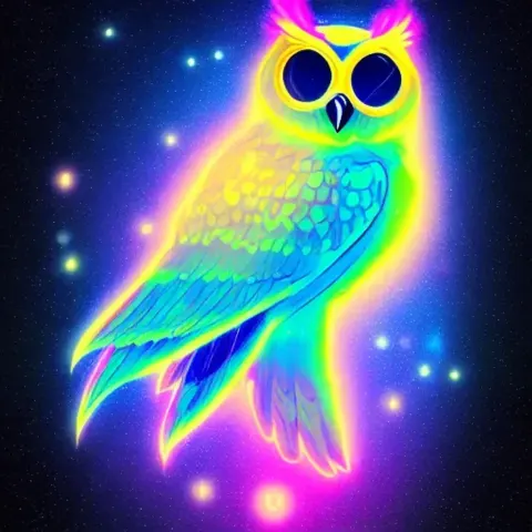 Hologram Owl Character In Space