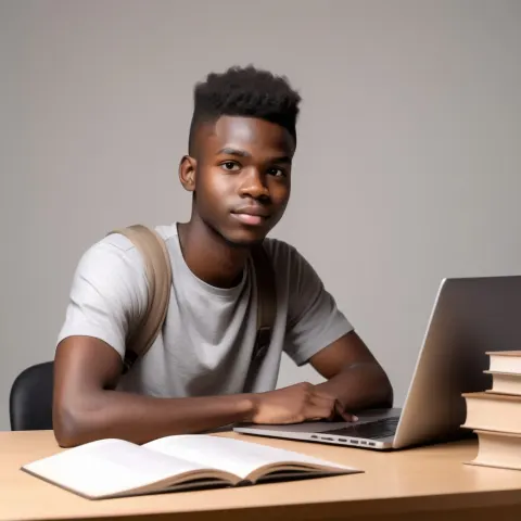Student Studying At A Desk