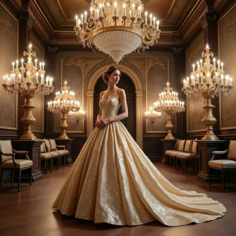 Woman In Golden Ball Gown