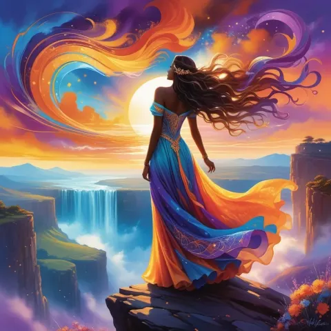 Woman With Sunset Colored Hair