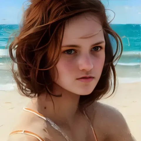 Brown Haired Girl Beach Portrait