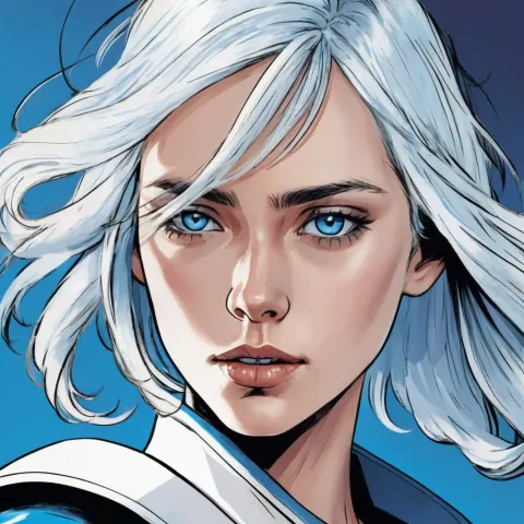 Comic Portrait White Haired Woman