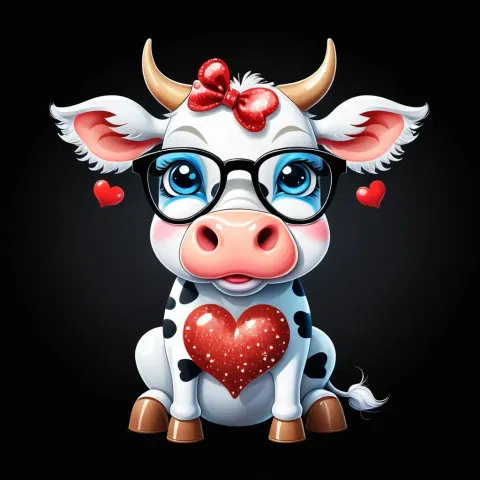 Cartoon Cow With Big Blue Eyes