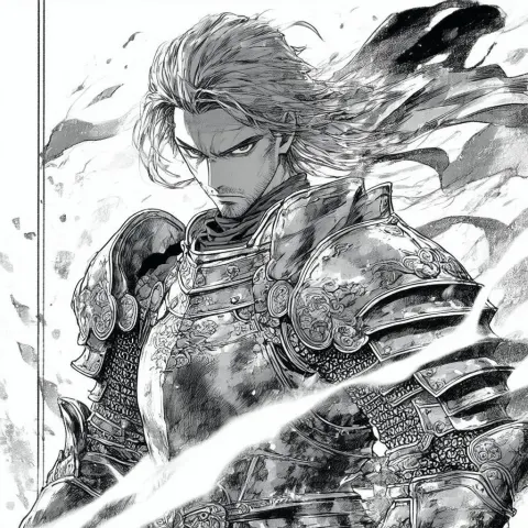 Fearless Manga Warrior in Detailed Armor