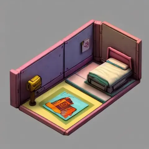 Tiny Isometric Bedroom Box