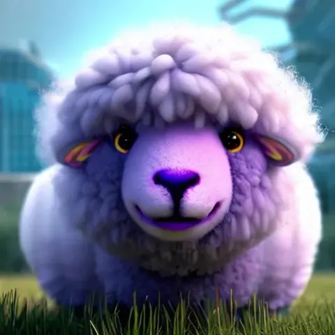 Fluffy Purple Sheep Character