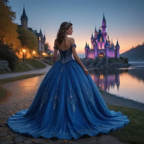 Woman Before A Lit Castle