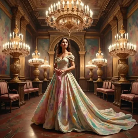 Woman In Jewel Toned Gown
