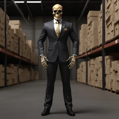 Skeleton Boss In A Warehouse