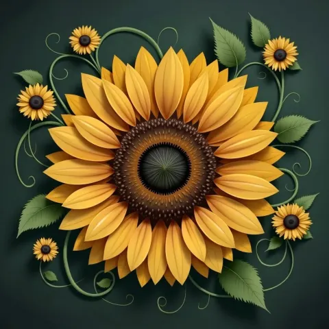 Detailed Sunflower Arrangement