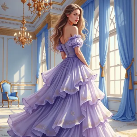 Woman In Lavender Ball Gown