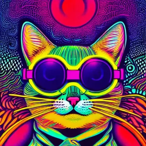Psychedelic Cat With Goggles
