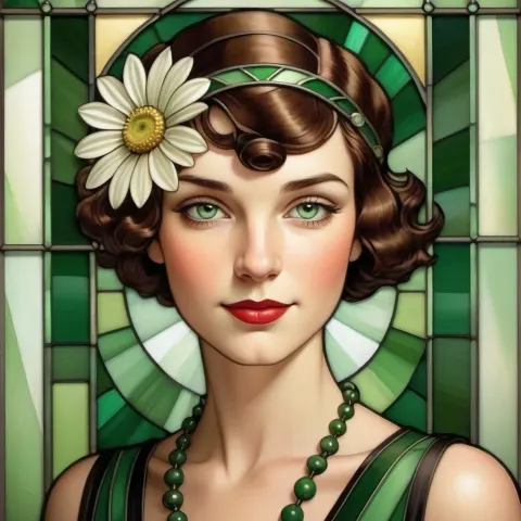 Art Deco Woman With Daisy Headband
