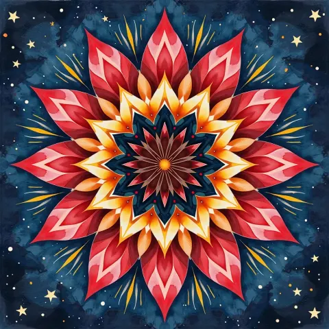 Mandala On A Starry Navy Sky