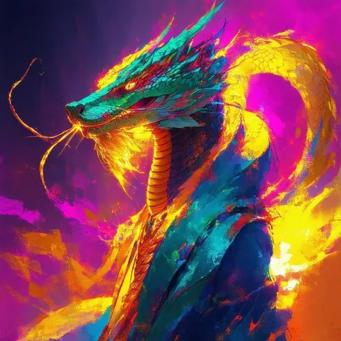 World Serpent in Expressionist Fantasy Fire