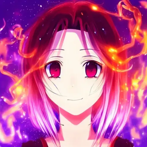 Anime Girl With Fire Hair