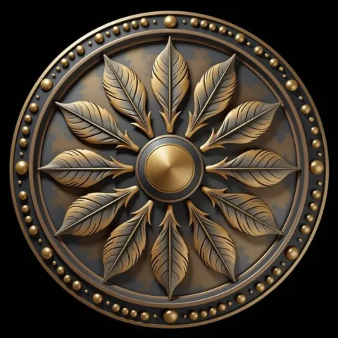 Ornate Shield With Golden Leaves