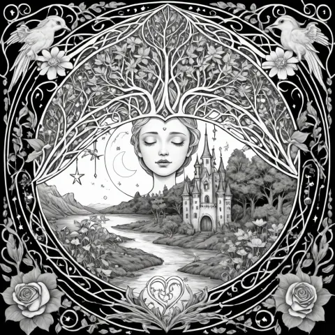 Celestial Cradle Coloring Page