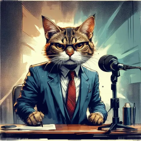 Ugly Cat Anchors the Evening News