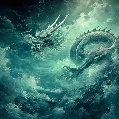 Dragon of Translucent Water in Vintage Ink