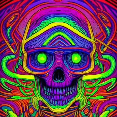 Psychedelic Skeleton Illustration