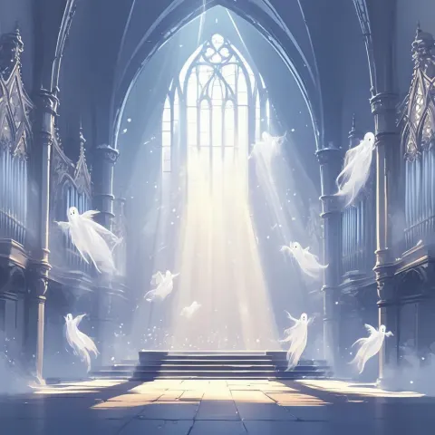 Ghostly Gothic Pipe Organ in Winter Light