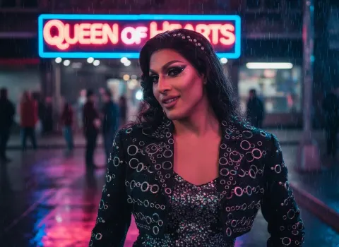 Drag Queen Under Neon Lights