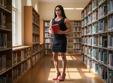 Drag Queen In A Cozy Library