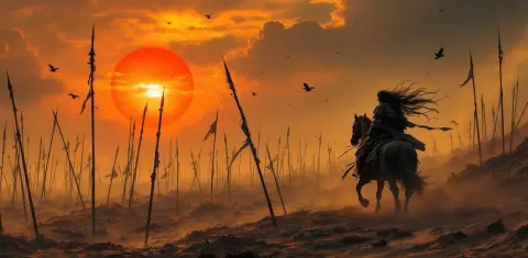 Samurai Riding Toward The Battlefield